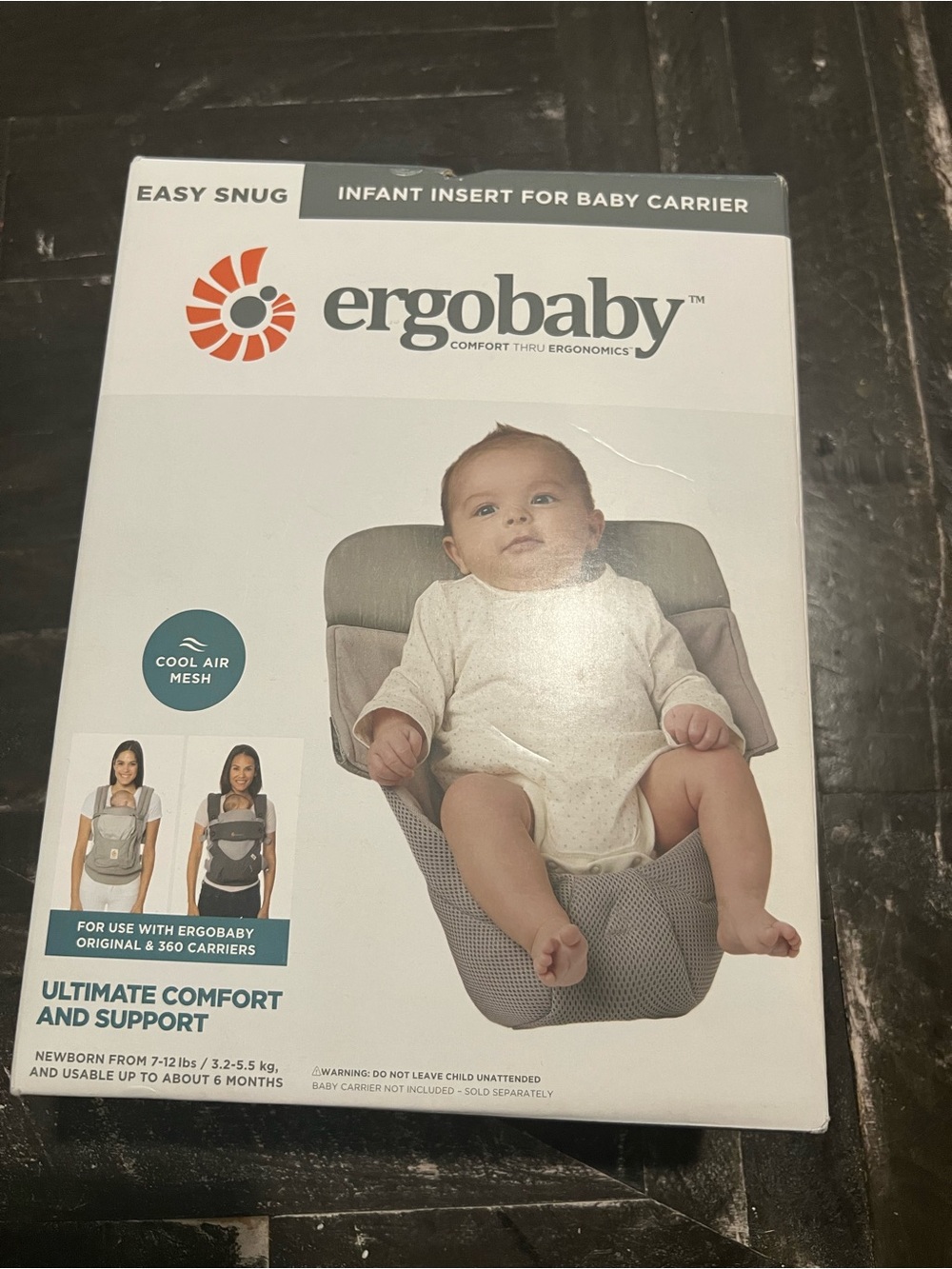 Ergobaby Infant Insert in Gray and Cream Mesh